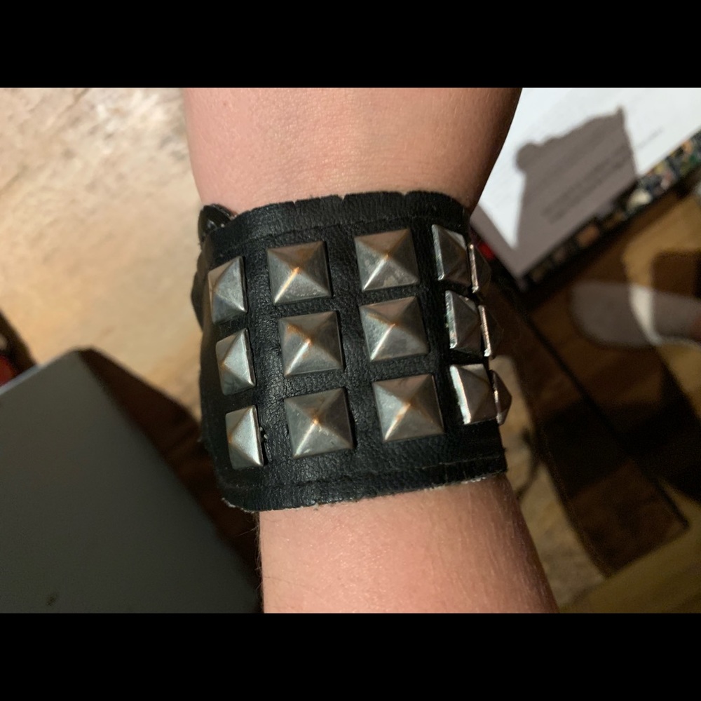 Thick Studded Black Bracelet
